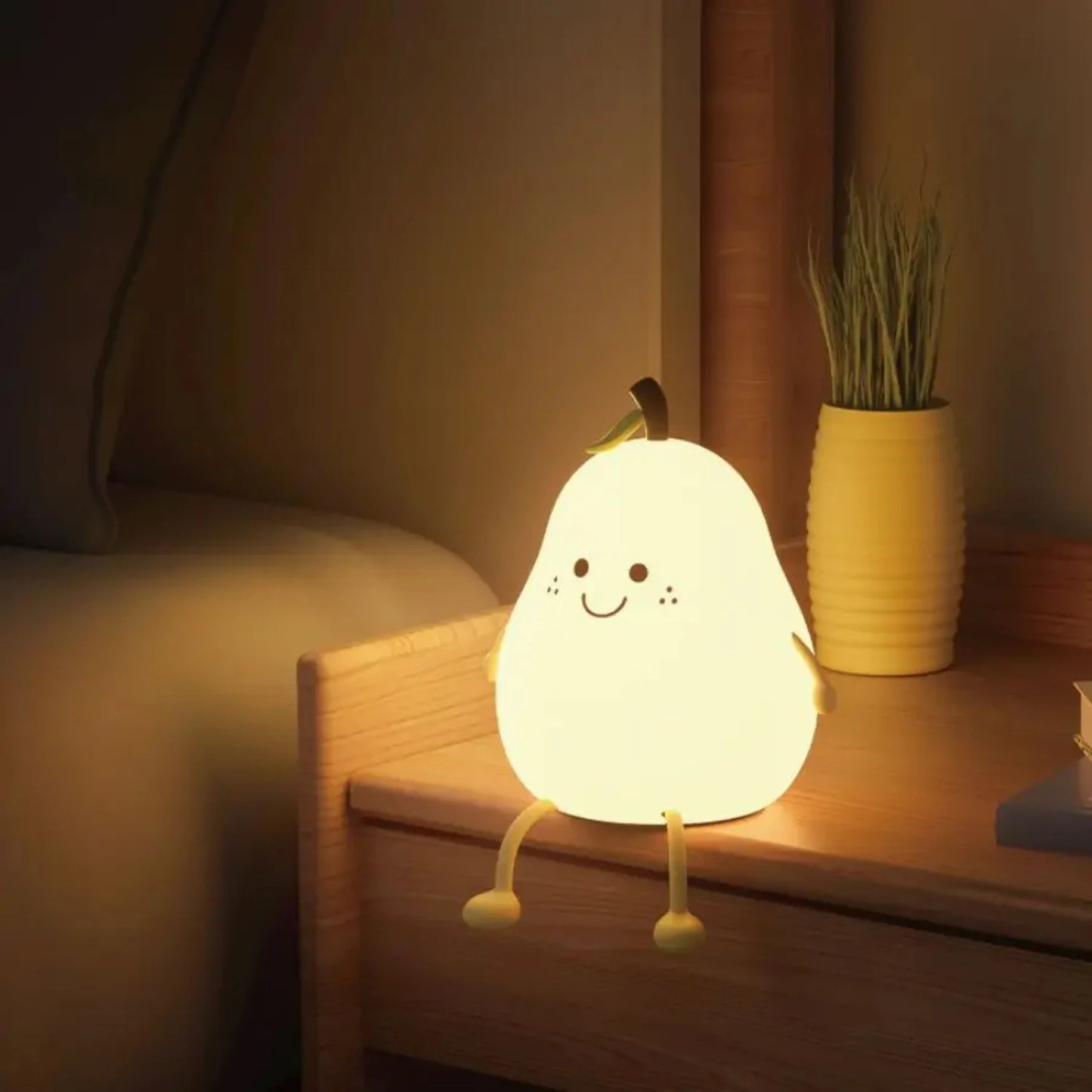 Charming Adorable and Cute Pear Shaped USB Rechargeable Silicone Fruit Night Light