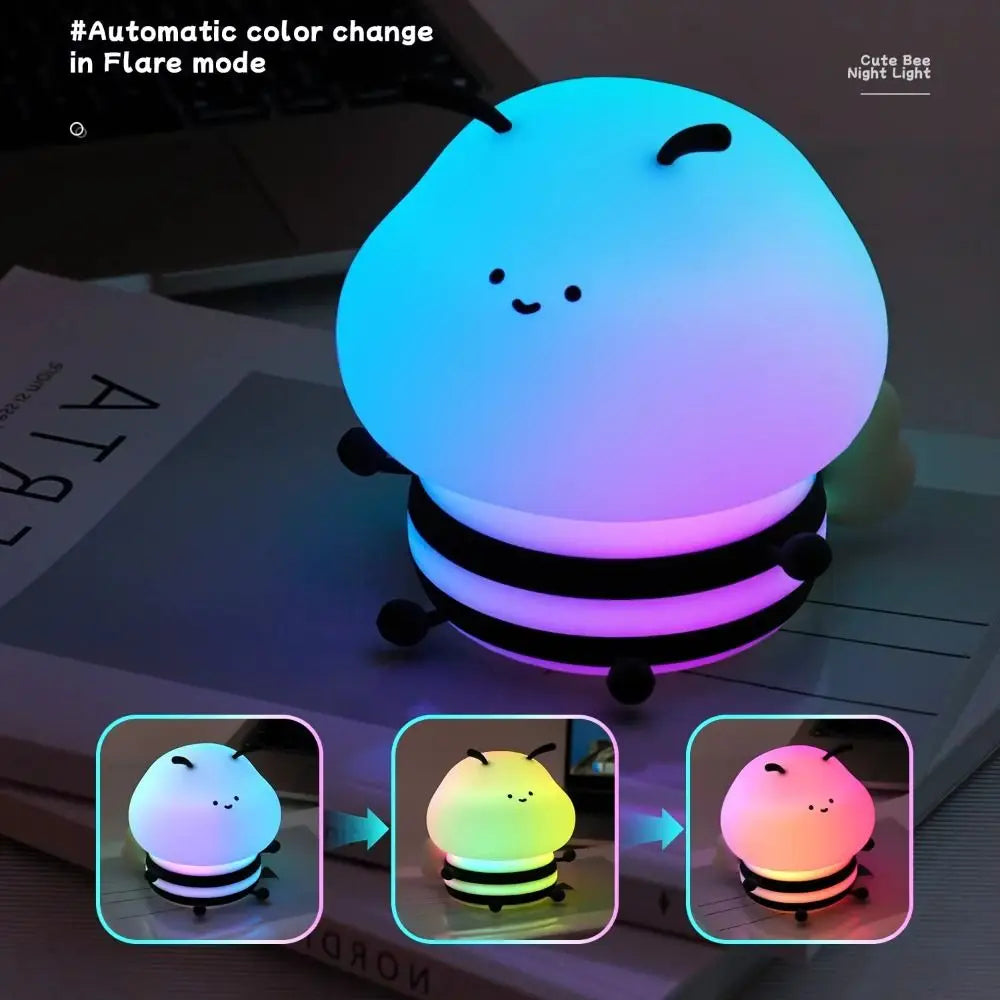 Charming Adorable and Cute Bee Shaped USB Rechargeable Silicone Fruit Night Light