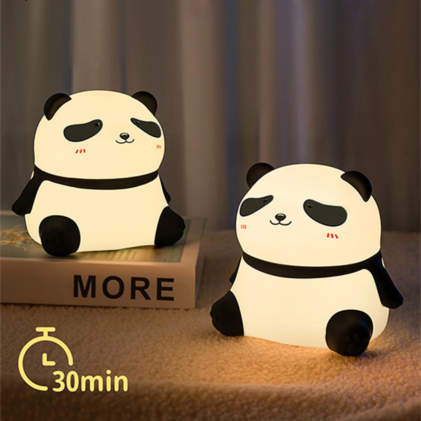 Charming Adorable and Cute Panda Shaped USB Rechargeable Silicone Fruit Night Light