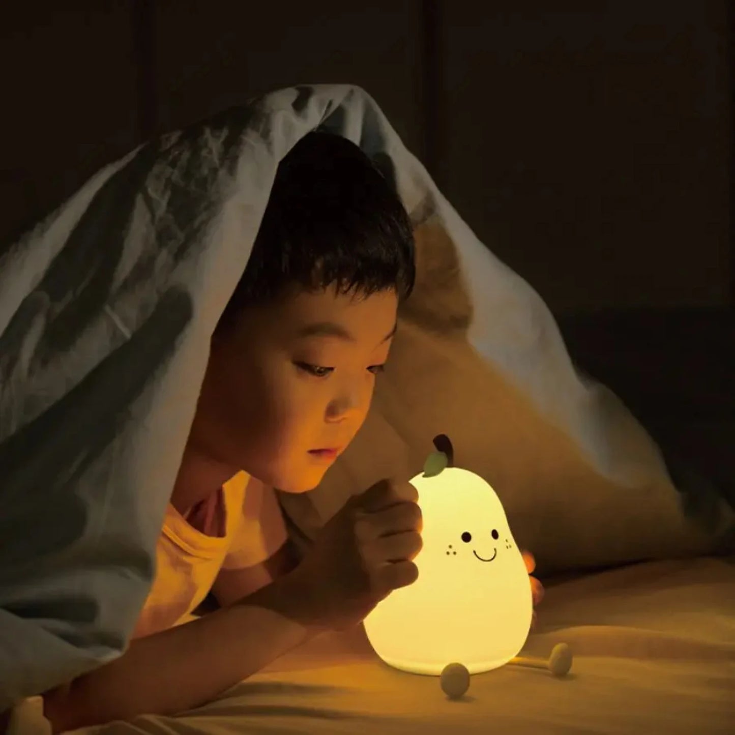 Charming Adorable and Cute Pear Shaped USB Rechargeable Silicone Fruit Night Light