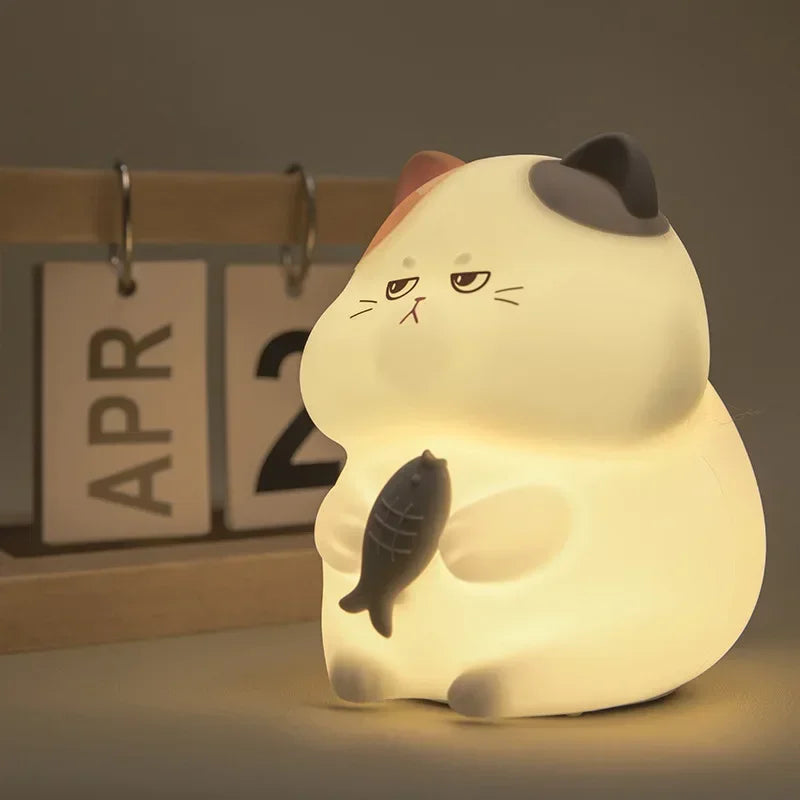 Charming Adorable and Cute Cat Shaped USB Rechargeable Silicone Fruit Night Light