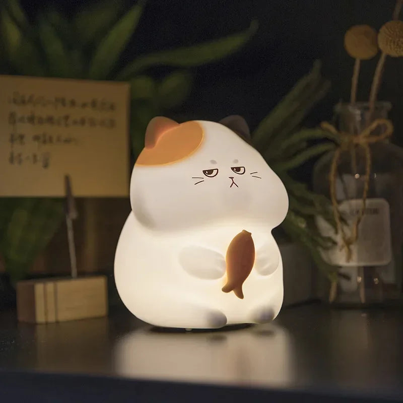 Charming Adorable and Cute Cat Shaped USB Rechargeable Silicone Fruit Night Light