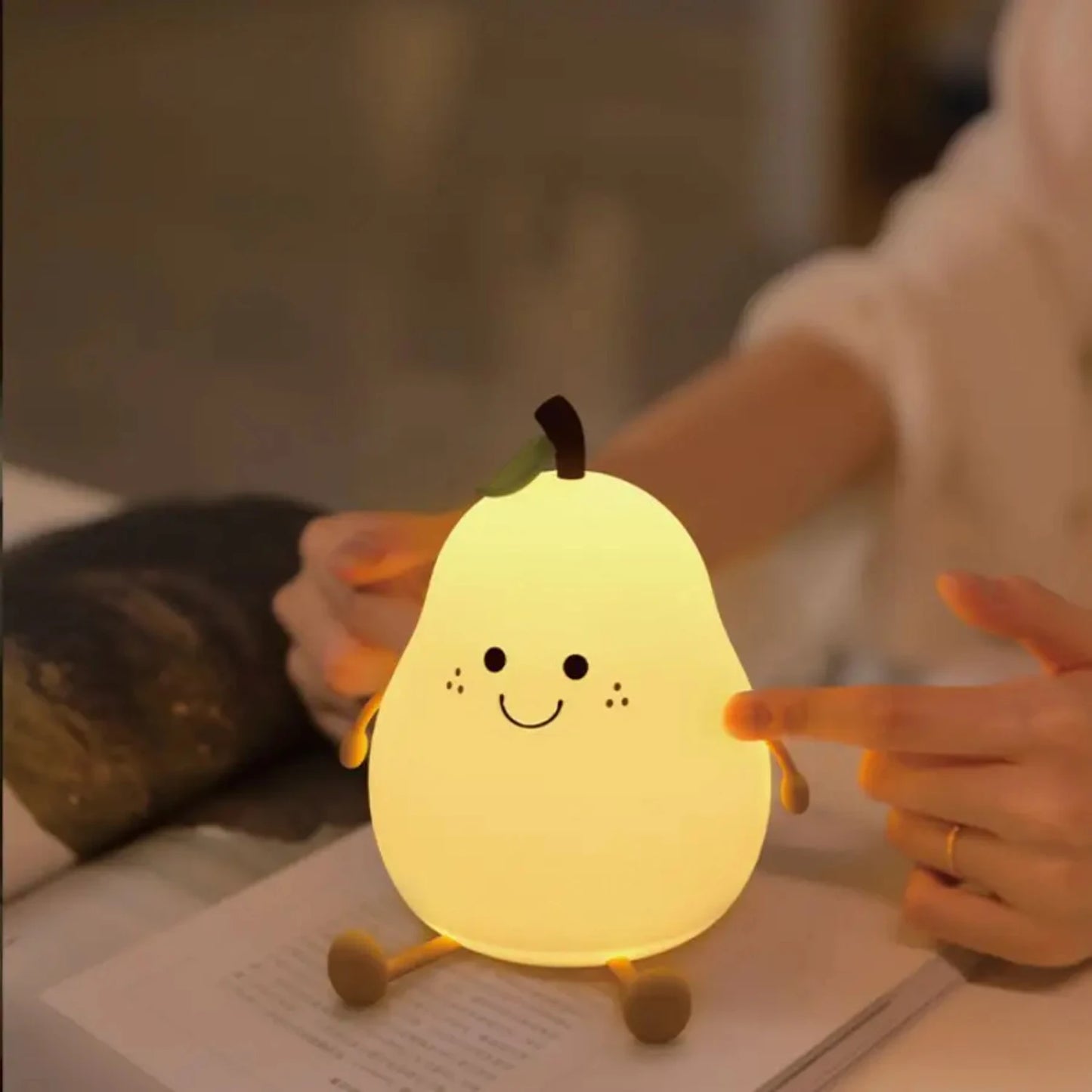 Charming Adorable and Cute Pear Shaped USB Rechargeable Silicone Fruit Night Light