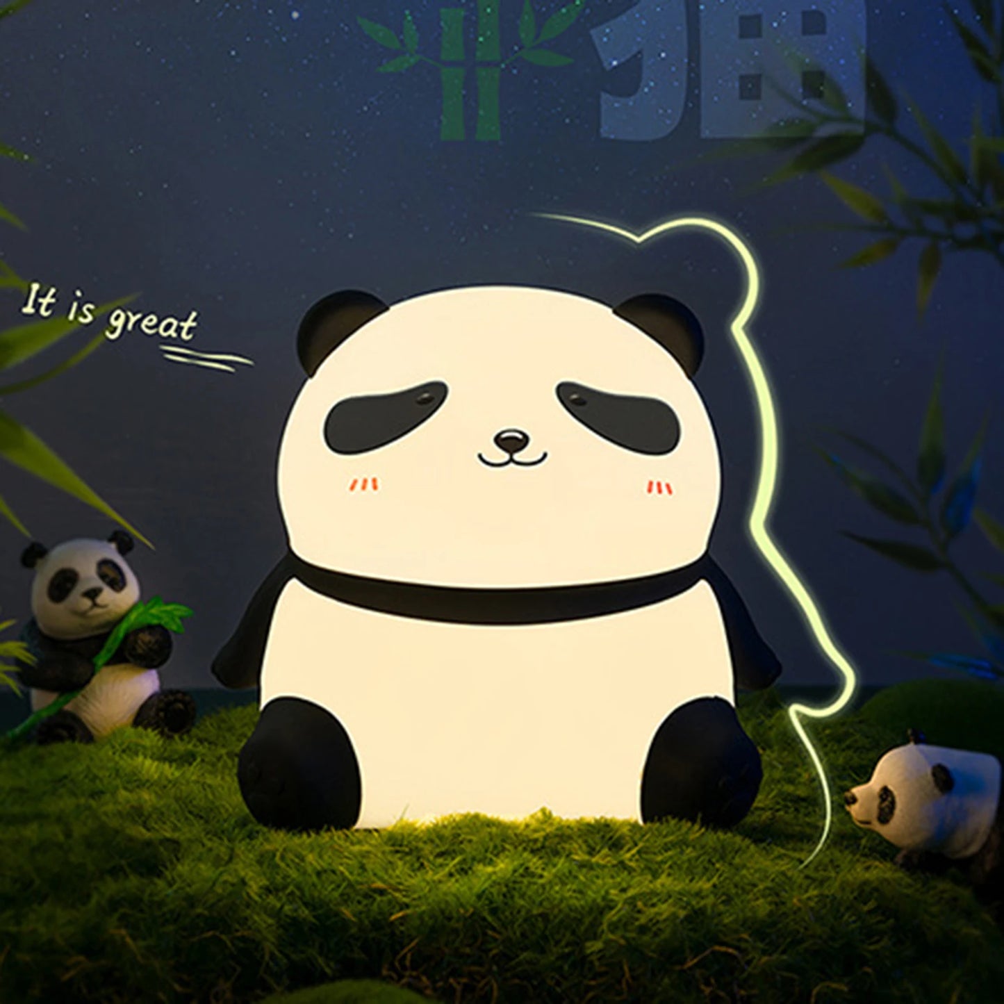 Charming Adorable and Cute Panda Shaped USB Rechargeable Silicone Fruit Night Light