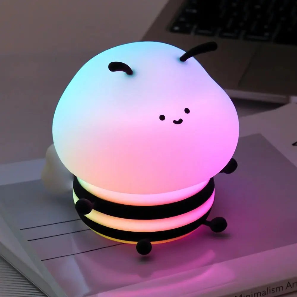 Charming Adorable and Cute Bee Shaped USB Rechargeable Silicone Fruit Night Light