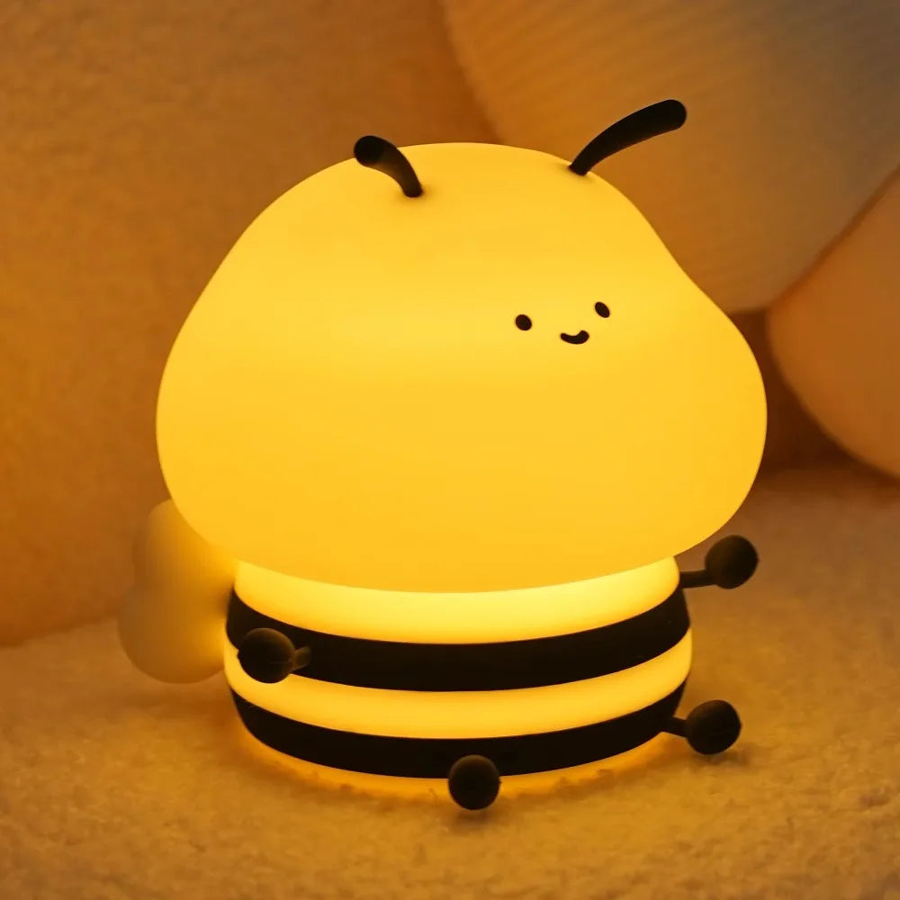 Charming Adorable and Cute Bee Shaped USB Rechargeable Silicone Fruit Night Light