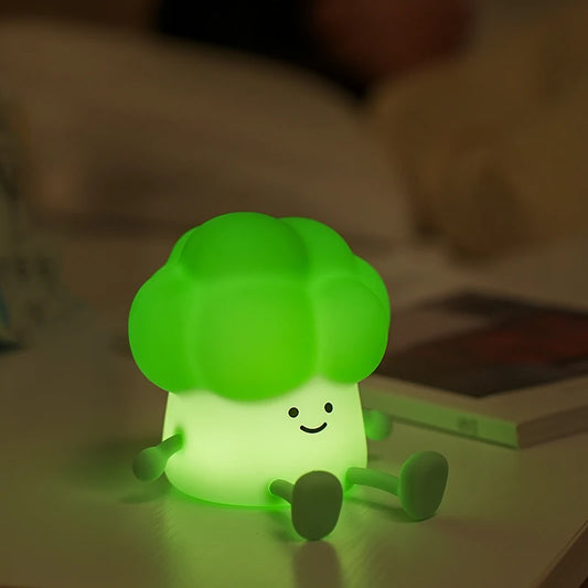 Charming Adorable and Cute Broccoli Shaped USB Rechargeable Silicone Fruit Night Light