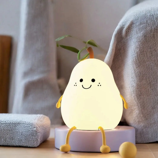 Charming Adorable and Cute Pear Shaped USB Rechargeable Silicone Fruit Night Light