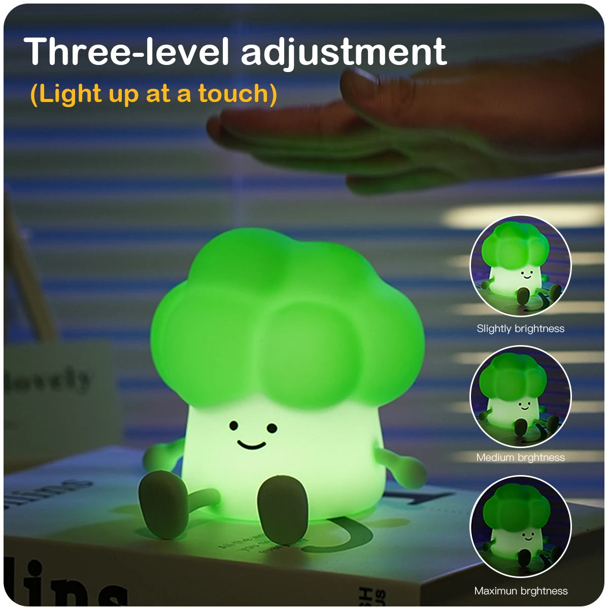 Charming Adorable and Cute Broccoli Shaped USB Rechargeable Silicone Fruit Night Light