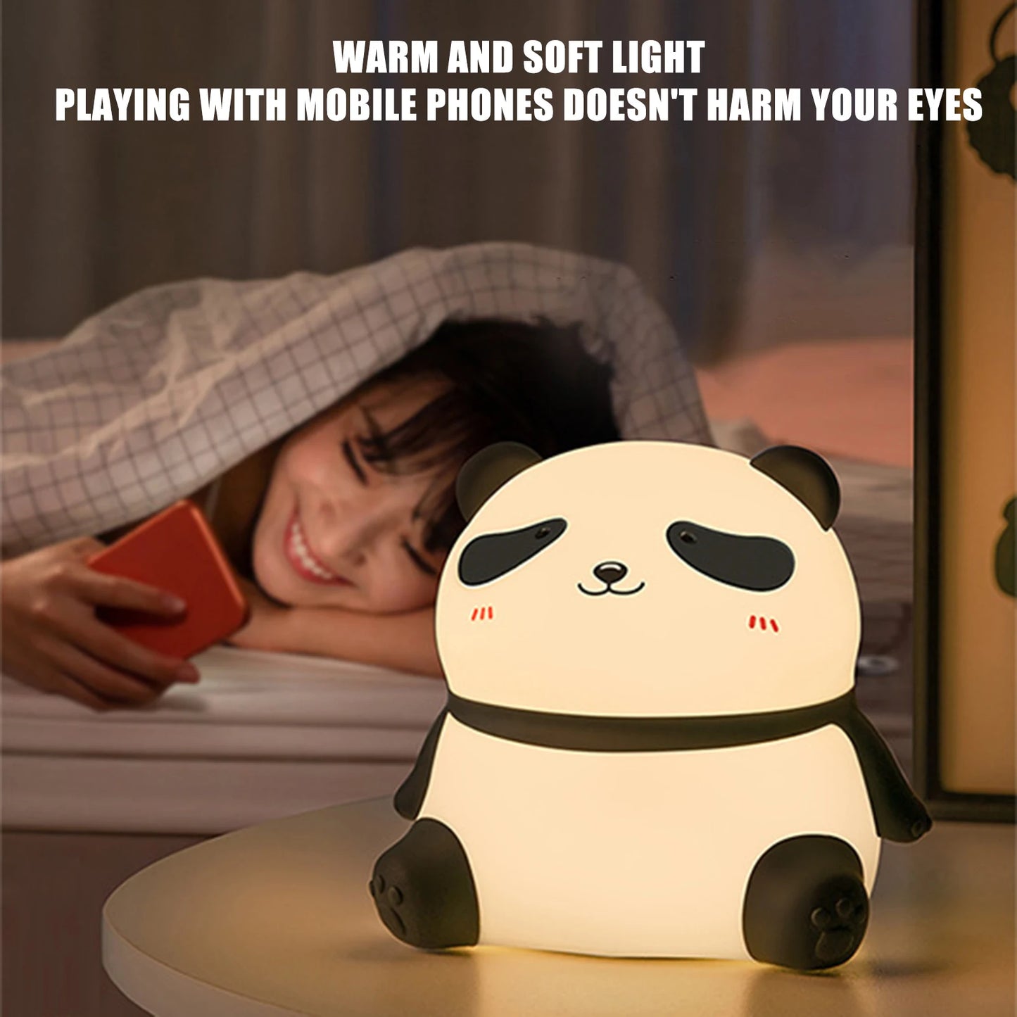 Charming Adorable and Cute Panda Shaped USB Rechargeable Silicone Fruit Night Light