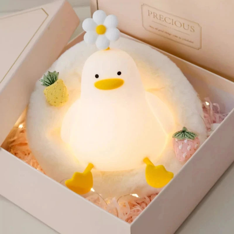 Charming Adorable and Cute Duck Shaped USB Rechargeable Silicone Fruit Night Light