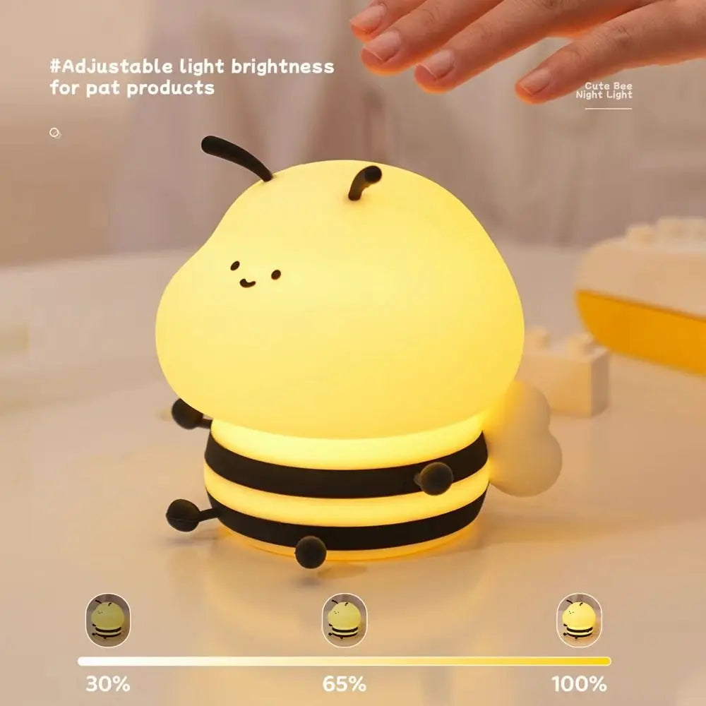 Charming Adorable and Cute Bee Shaped USB Rechargeable Silicone Fruit Night Light