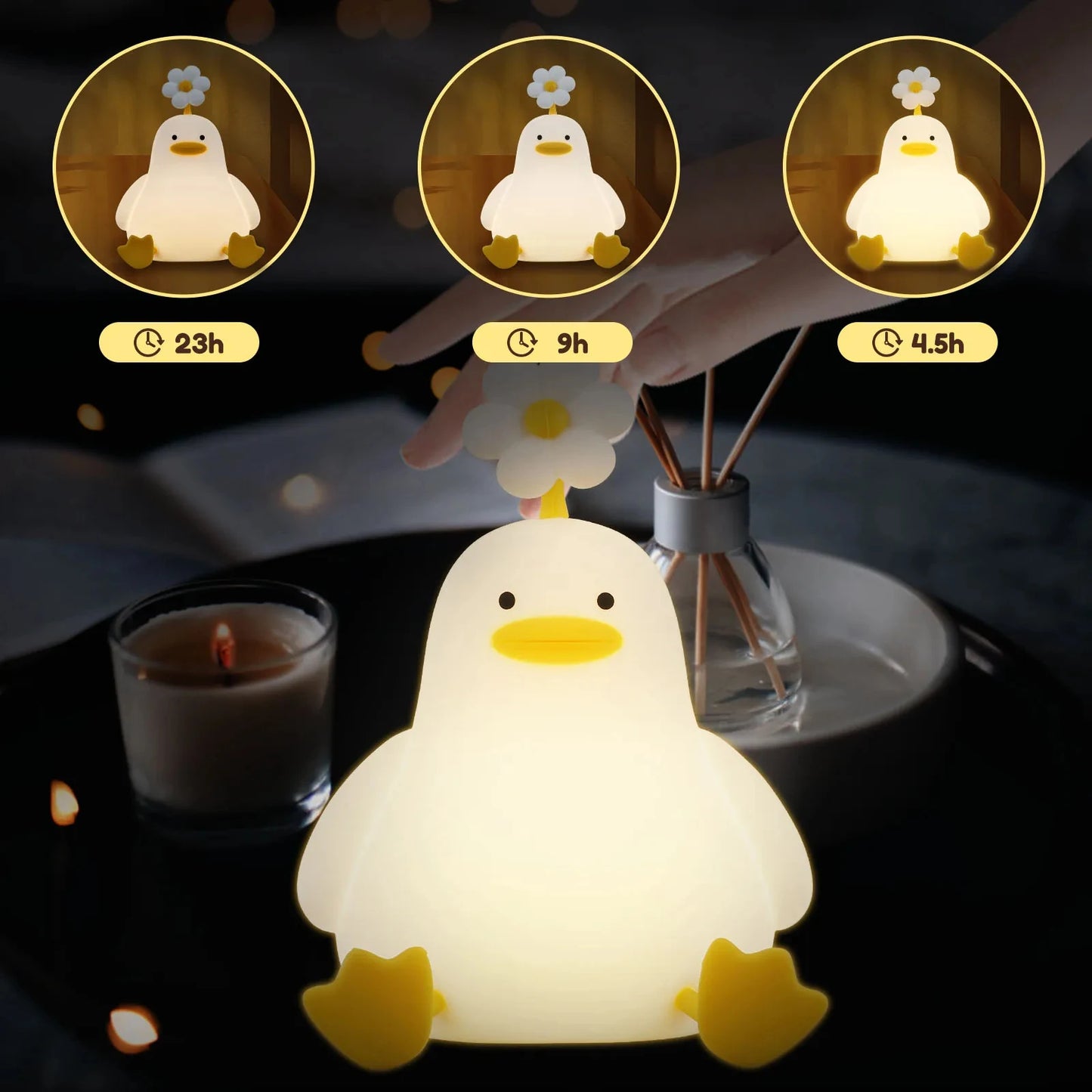 Charming Adorable and Cute Duck Shaped USB Rechargeable Silicone Fruit Night Light